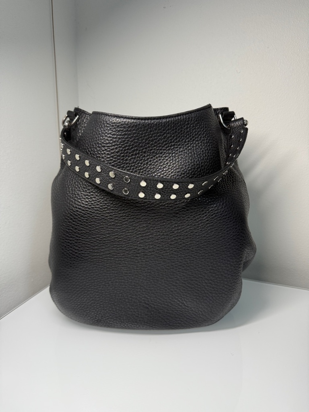 Rebecca Minkoff Black Pebbled Leather Studded Hobo